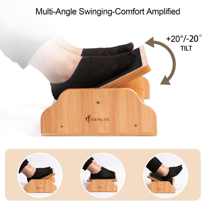 StrongTek Ergonomic Rocking Foot Rest for Under Desk, Adjustable Foot Stool with Non-Slip Surface, Three Positions for Comfort & Stability, Enhances Posture & Circulation, Ideal for Office & Home Use - Image 2